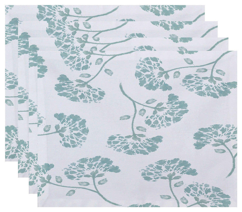 April, Floral Print Placemat, Aqua