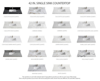 Aberdeen 42" Single Sink Bath Vanity, Alabaster 2" Calacatta Sienna