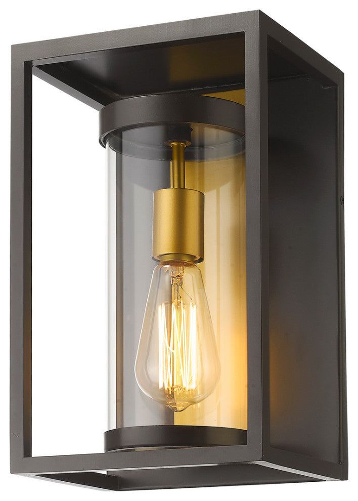 Dunbroch One Light Outdoor Wall Sconce, Deep Bronze / Outdoor Brass