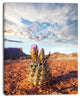 Large Cactus under Cloudy Sky, Floral Canvas Art Print, 12"x20"