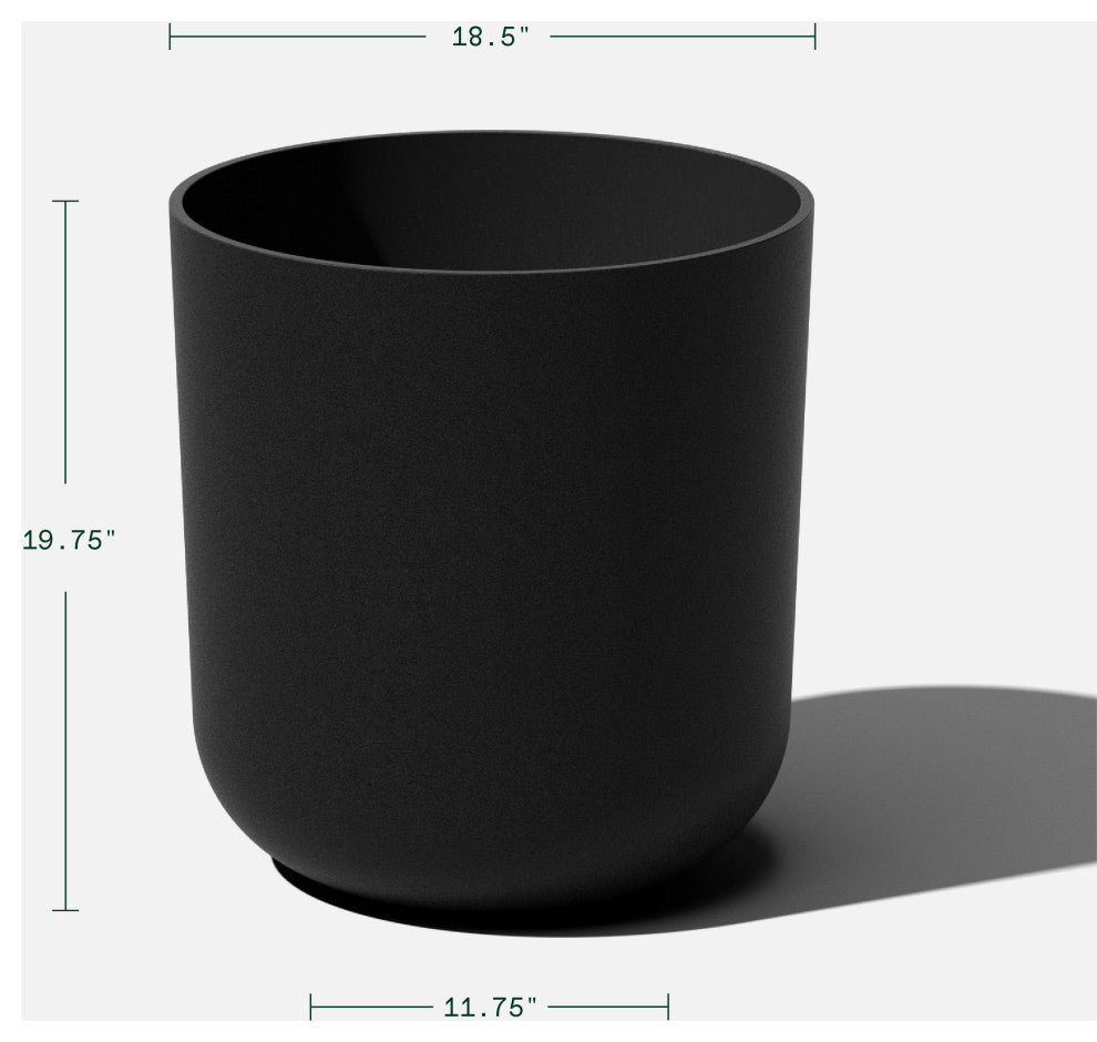 Pure Series Kona Planter, Black, 20", 2 Pack