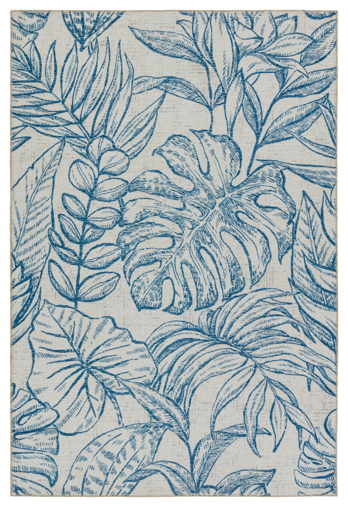 Vibe Tropic Indoor/Outdoor Floral Navy/Taupe Area Rug 5'X8'