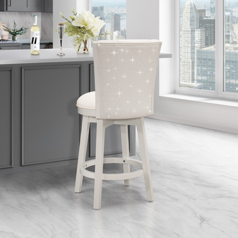 Hillsdale Gianna Wood Swivel Stool With Upholstered Back, Counter Height