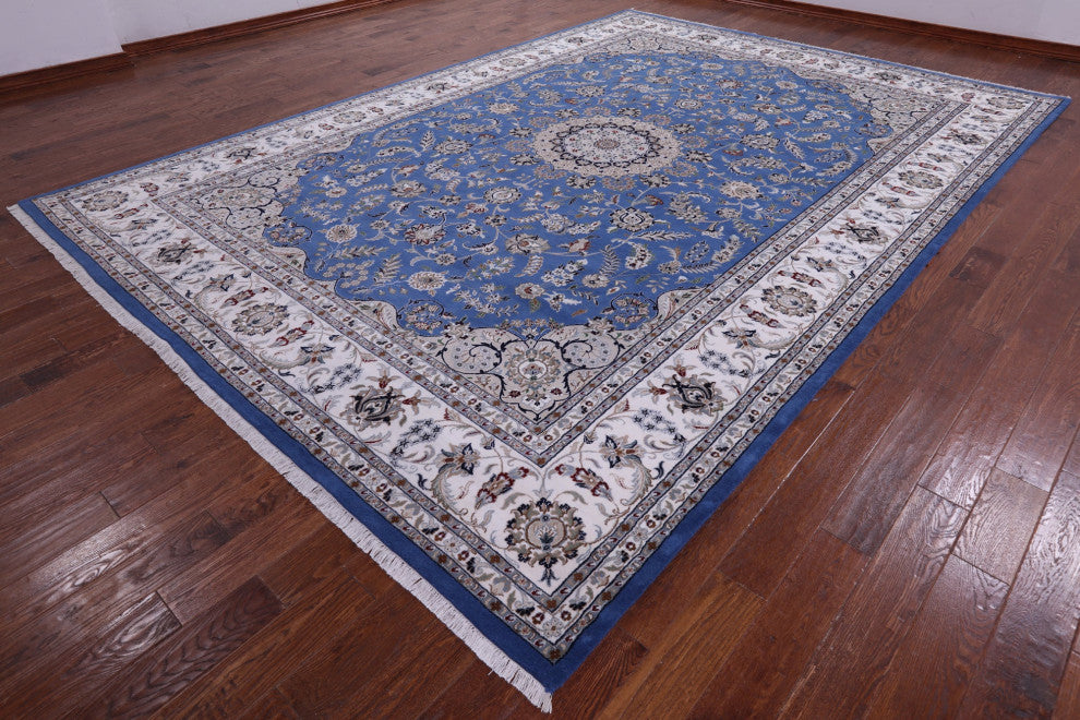 Persian Nain Wool & Silk Hand Knotted Rug 9' 11" X 14' 2" - Q13145
