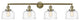 Large Bell 4 Light Bath Vanity Light, Antique Brass, Clear Deco Swirl