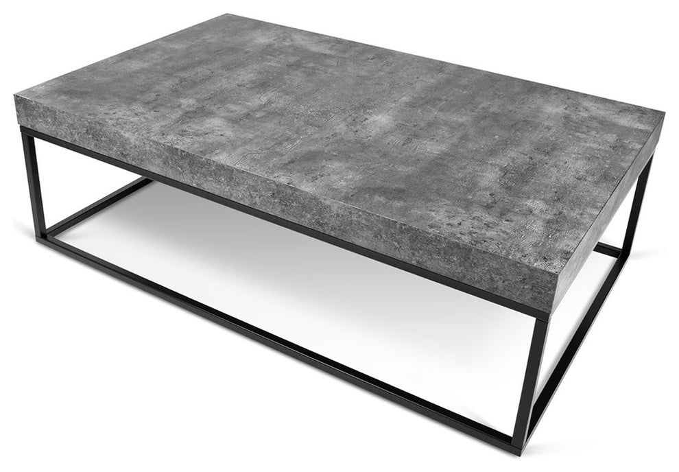 Modern Grey faux Concrete Thick Top Coffee Table