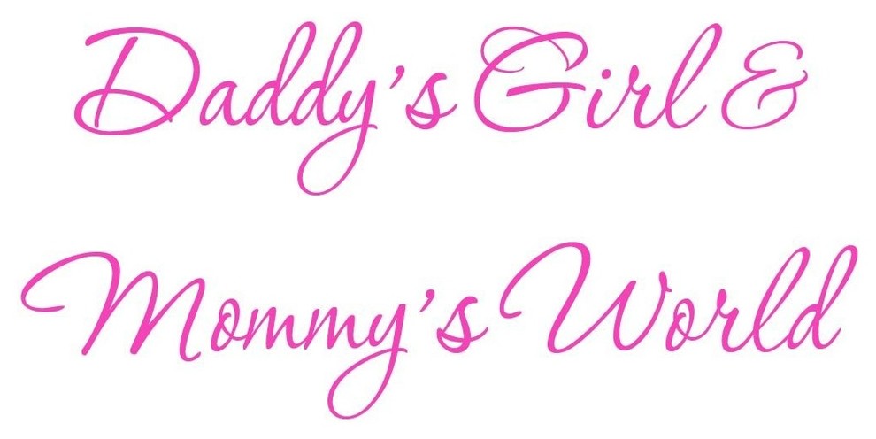 VWAQ Daddy's Girl and Mommy's World Pink Nursery Wall Decal Quote Sticker -V3