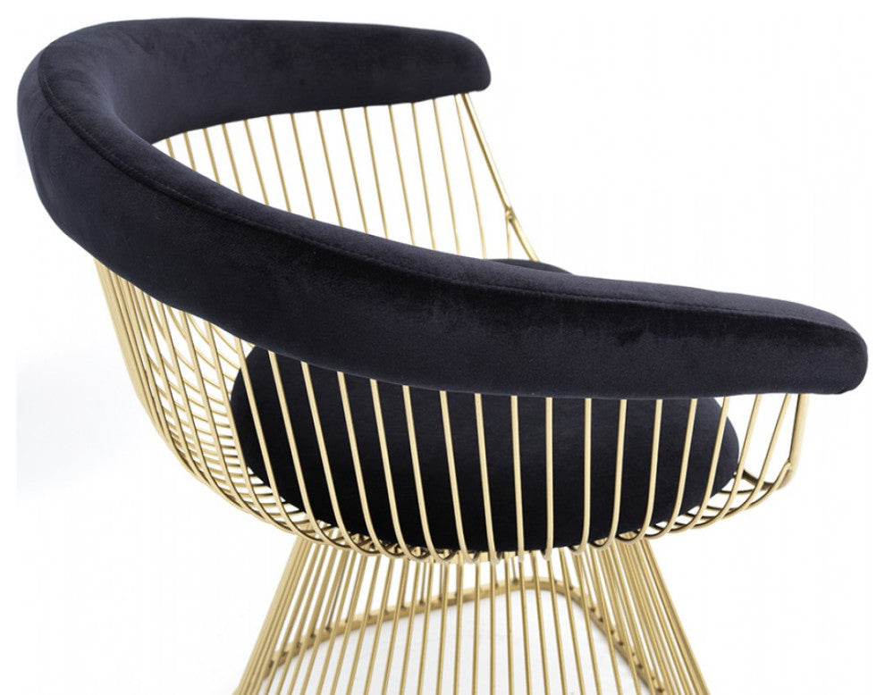 Swell Gold Dining Chair Arm Chair, Black