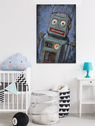 "Awkward Robot" Painting Print on Wrapped Canvas, 20"x30"