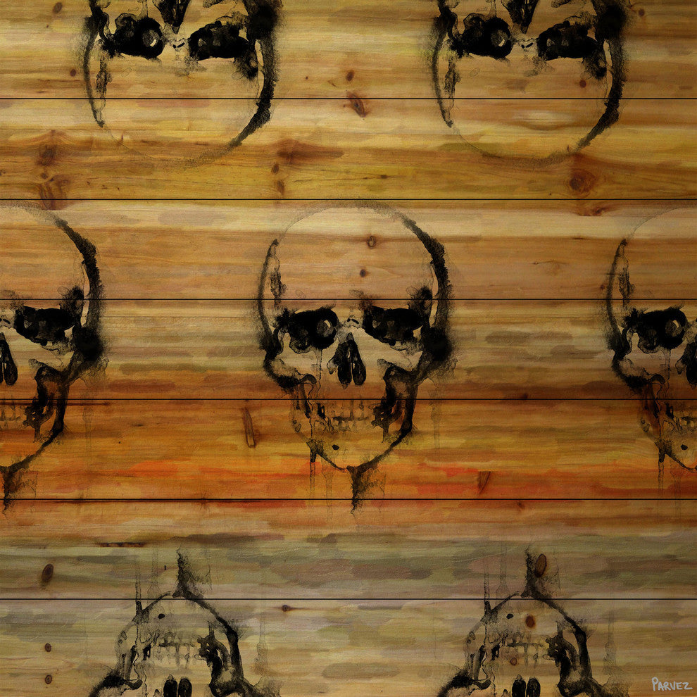 "Skull Circle" Print on Natural Pine Wood, 24"x24"