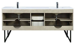 Lancy Modern 72" Rustic Acacia Double Sink Bathroom Vanity Set, Labaro Brushed N