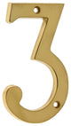 Genuine Solid Brass 4" House Number: #3, Polished Brass