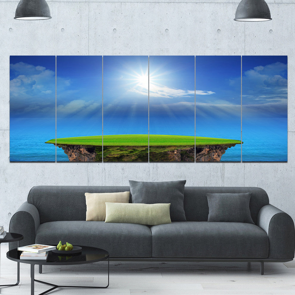 Blue Sky and Sun Shining, Landscape Canvas Art Print, 70"x28", 6 Panels