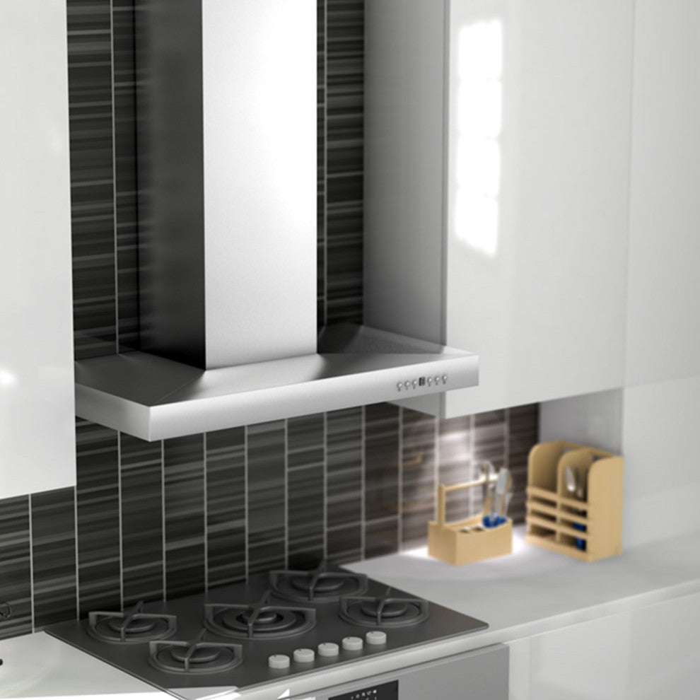 ZLINE 30, Wall Mount Range Hood, Stainless Steel With Crown Molding KECRN-30