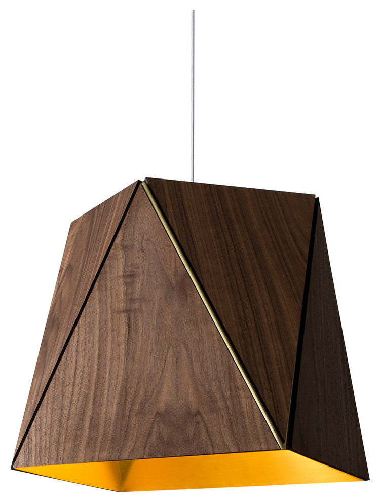Calx 19 1-Light Pendant, Brushed Aluminum, Walnut, Incandescent