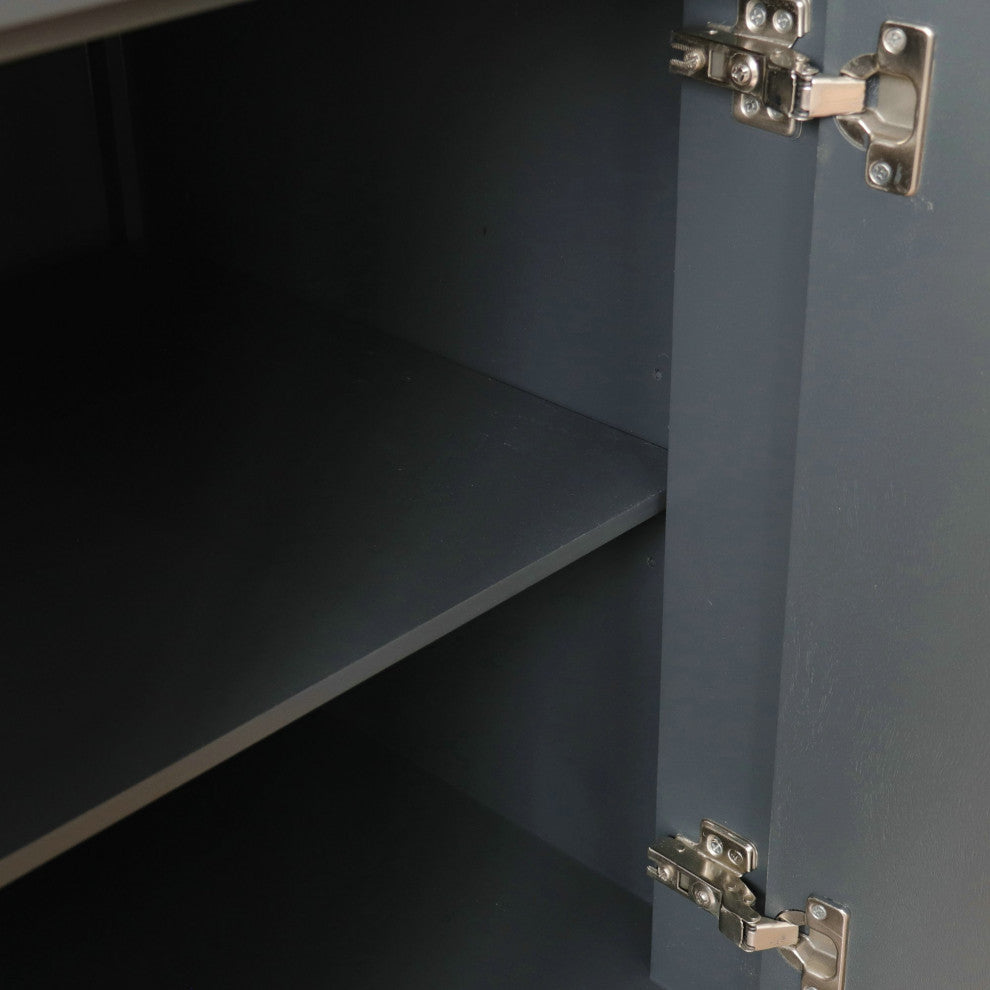37" Single Sink Vanity, Dark Gray Finish With White Engineered Stone Top