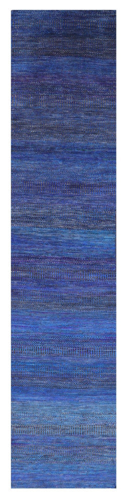 2' 7" X 11' 11" Runner Super Savannah Gabbeh Wool and Silk Handmade Rug Q6094