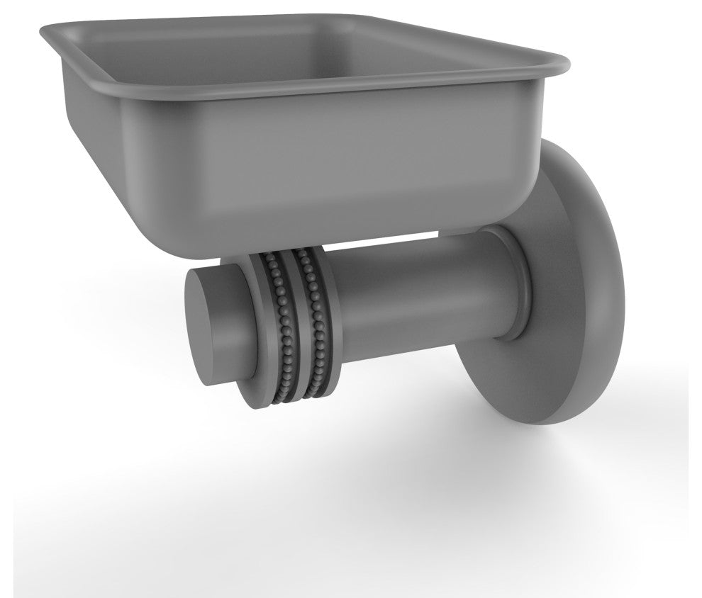 Mercury Wall Mounted Soap Dish with Dotted Accents, Matte Gray