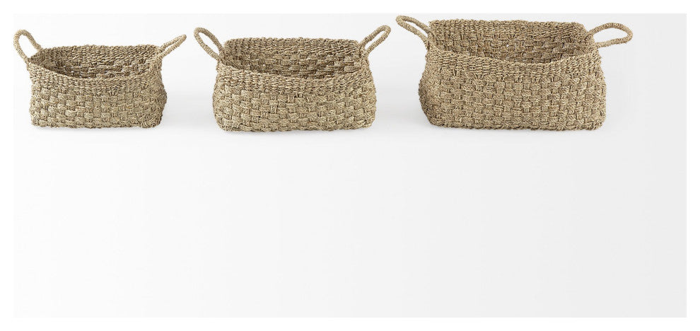 Set of Three Weaved Wicker Storage Baskets