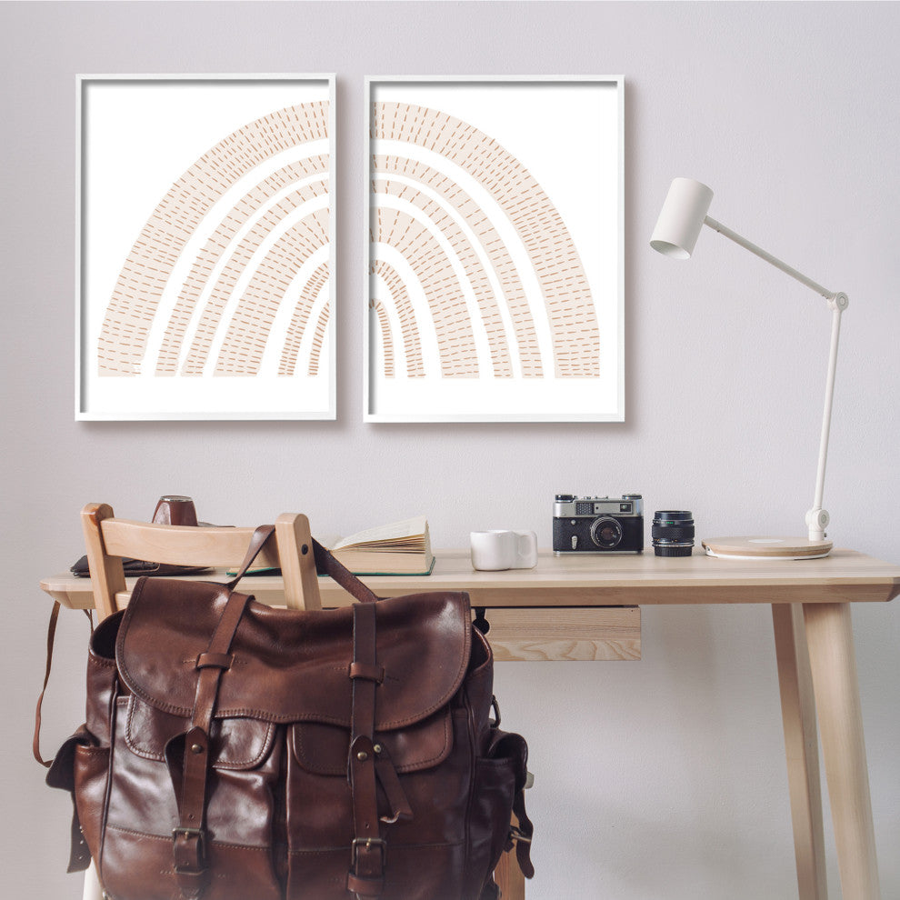 Abstract Brown Earth Tone Rainbow Stripe Pattern Arches,24 x 30