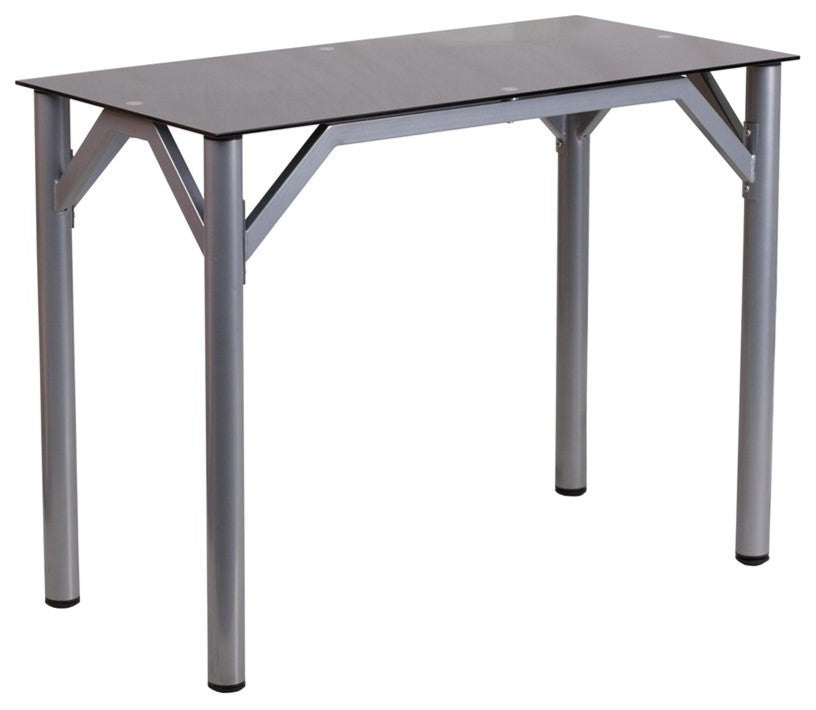 Forsan Office Computer Desk With Black Tempered Glass Top