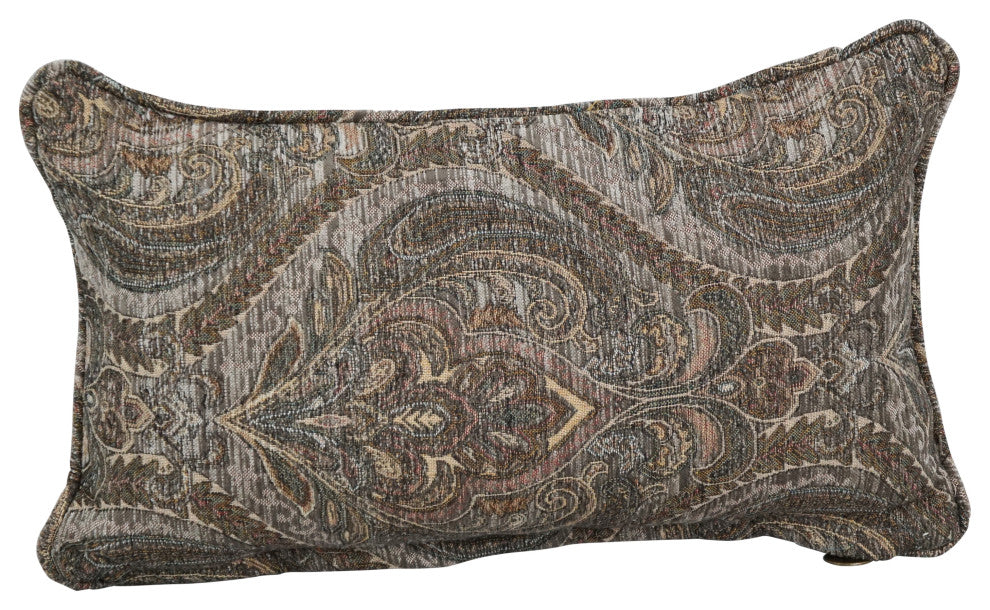 18" Double-Corded Jacquard Chenille Throw Pillows, Set of 2, Gray Damask