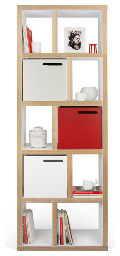 Open bookcase high narrow shelves, White/Layeredge