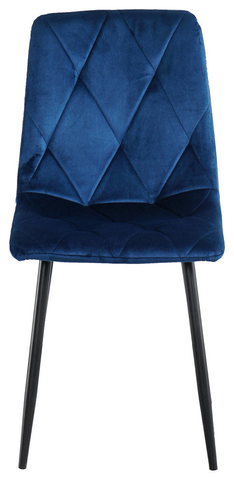 15 in.W Indoor Dining Velvet 4-Chair with Cushions and Metal Legs, Blue
