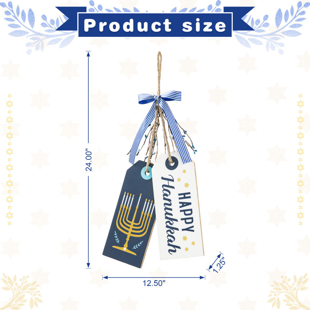24"H Wooden Hanukkah  Doorknob Hanging Decor