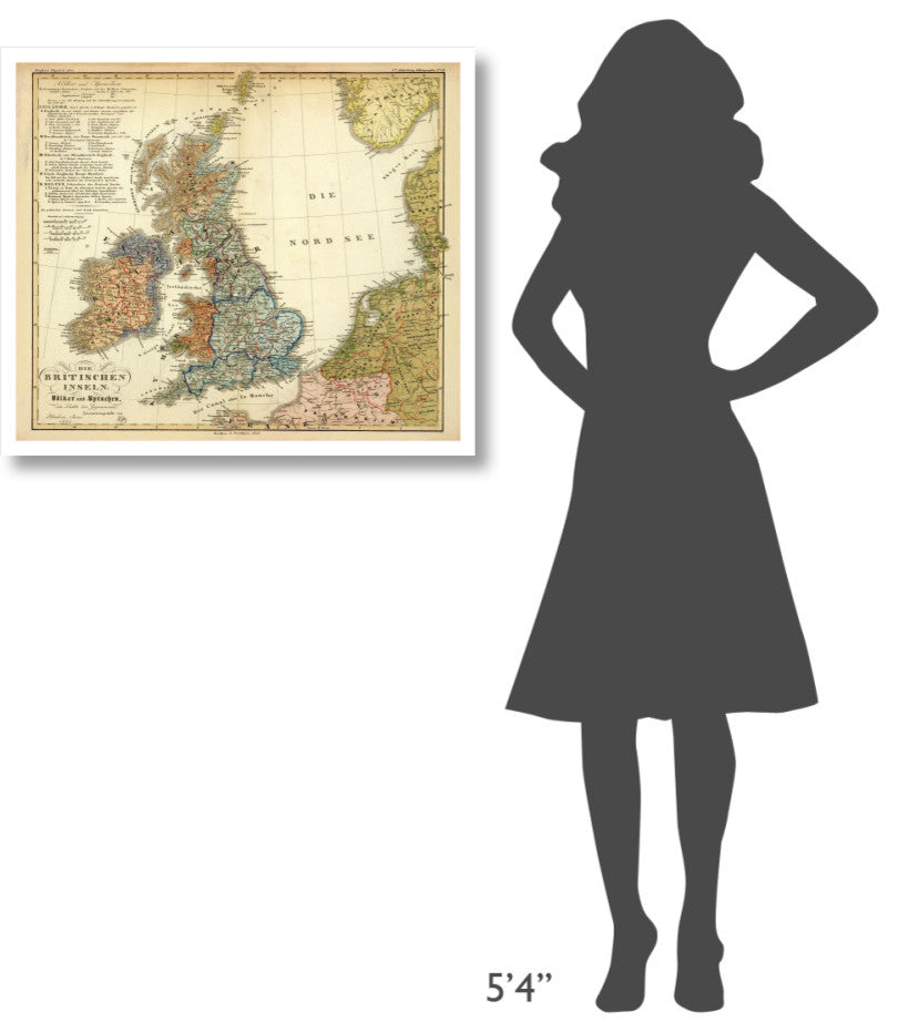 "Die Britischen Inseln: Volker und Sprachen, 1847" Paper Art, 32"x28"