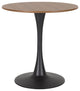 CorLiving Ivo Round Brown Faux Wood Engineered Wood Bistro Table with Metal Base