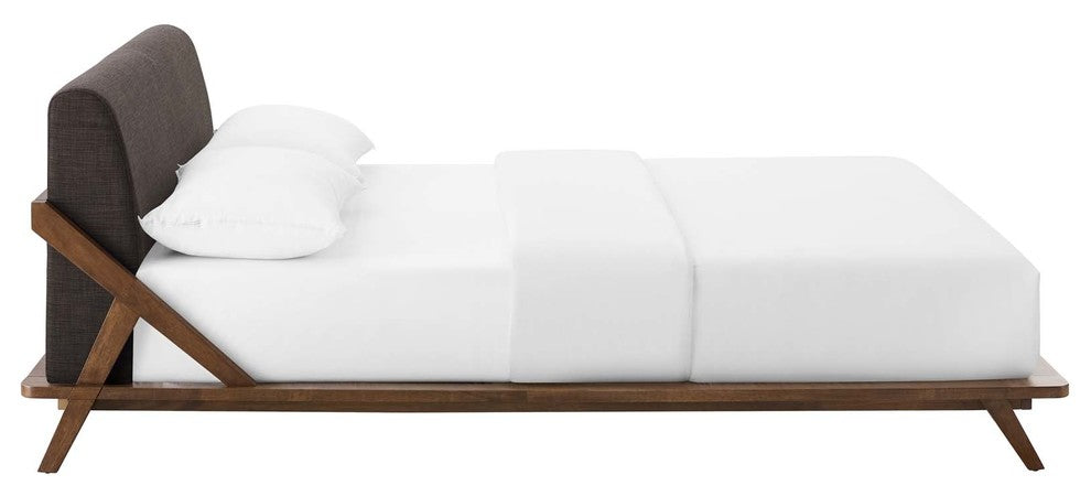 Luella Queen Upholstered Fabric Platform Bed, Cappuccino Brown