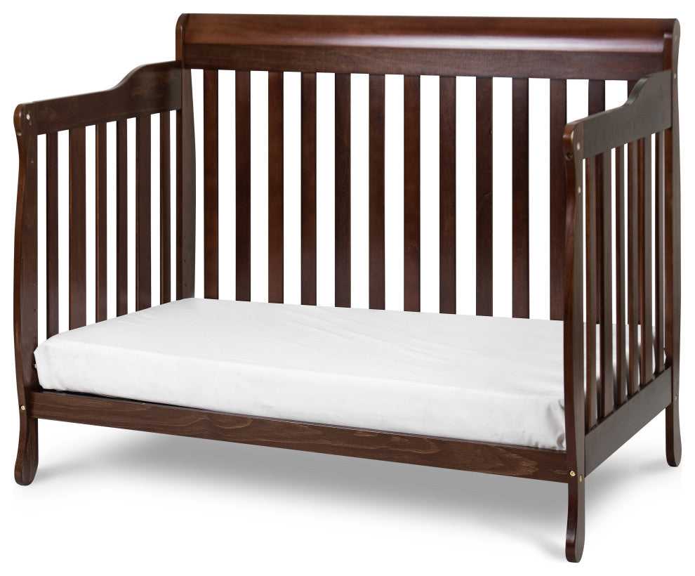 Baby Mile Eve 4-in-1 Convertible Crib With Guardrail, Espresso
