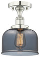 Bell-1 Light 8" Semi-Flush Mount-Polished Nickel, Plated Smoke Glass Shade