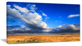 Clouded Blue Sky over Prairie, Landscape Canvas Art Print, 32"x16"