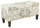 Benzara BM195786 Medallion Print Fabric Wooden Bench With Hinged Storage