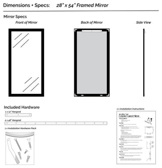 Woodford Framed Wall Mirror, Walnut, 28" X 54"