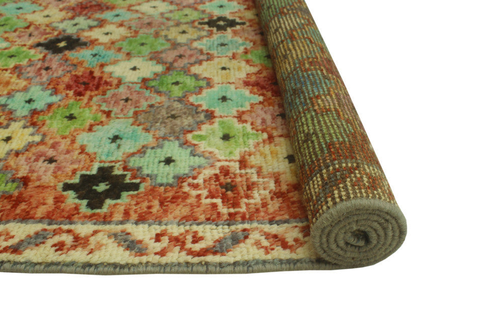 Balochi Dayron Purple/Green Rug, 4'0x5'10