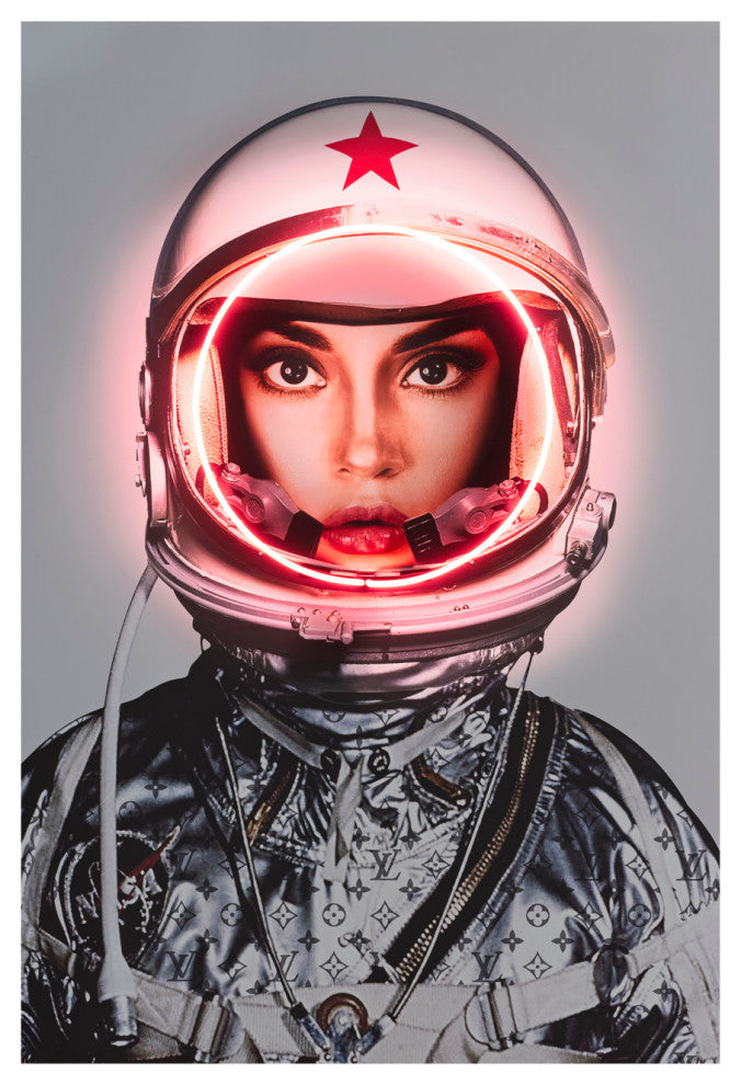 Silver Louis Vuitton Neon Artwork | Andrew Martin Space Girl Logos