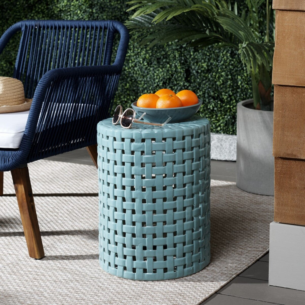 Safavieh Sayre 17.5" Garden Stool, Robins Egg Blue