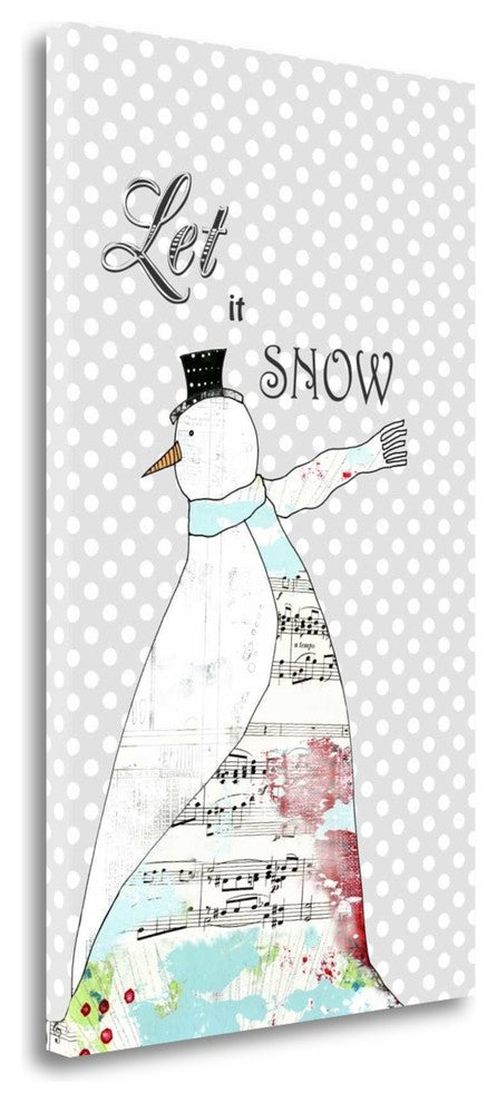"Long Scarf Snowman" By Sarah Ogren, Giclee Print on Gallery Wrap Canvas