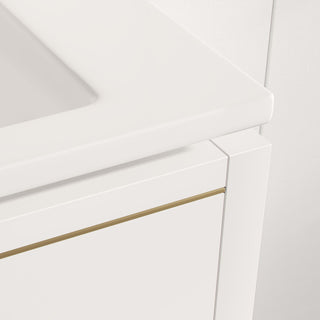 Celios Bathroom Vanity, White With Brass Trim, 30", Single Sink, Freestanding