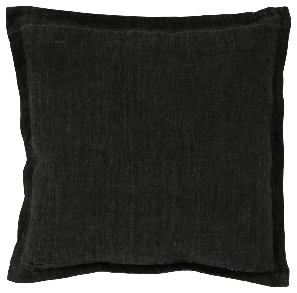 Amy 100% Linen 22" Square Throw Pillow by Kosas Home , Chalk Charcoal