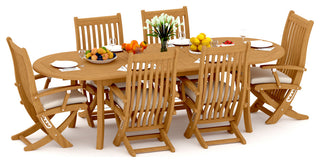 7-Piece Outdoor Teak Dining Set, 94" Extension Oval Table, 6 Warwick Arm Chairs