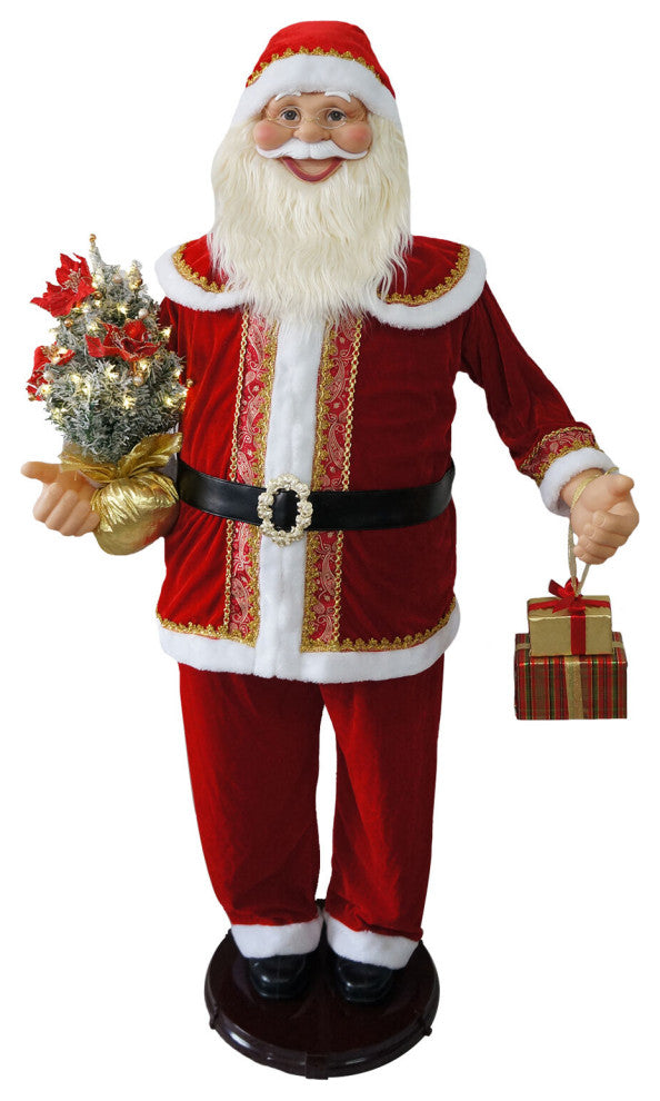 58" Dancing Santa Claus With Prelit Christmas Tree and Wrapped Gifts