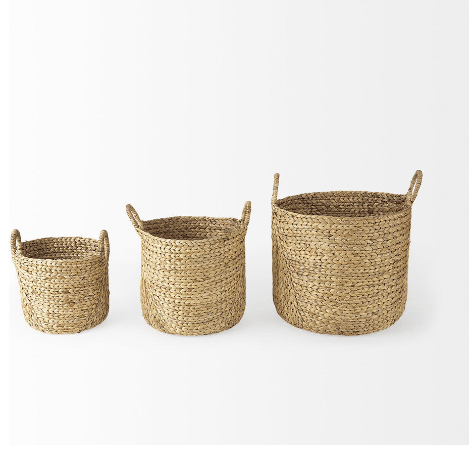 Set of Three Braided Wicker Storage Baskets