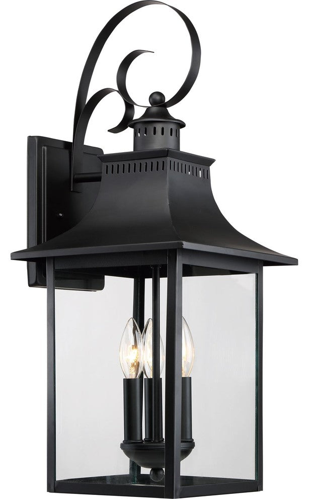 Quoizel CCR8410K Three Light Outdoor Wall Lantern, Mystic Black Finish