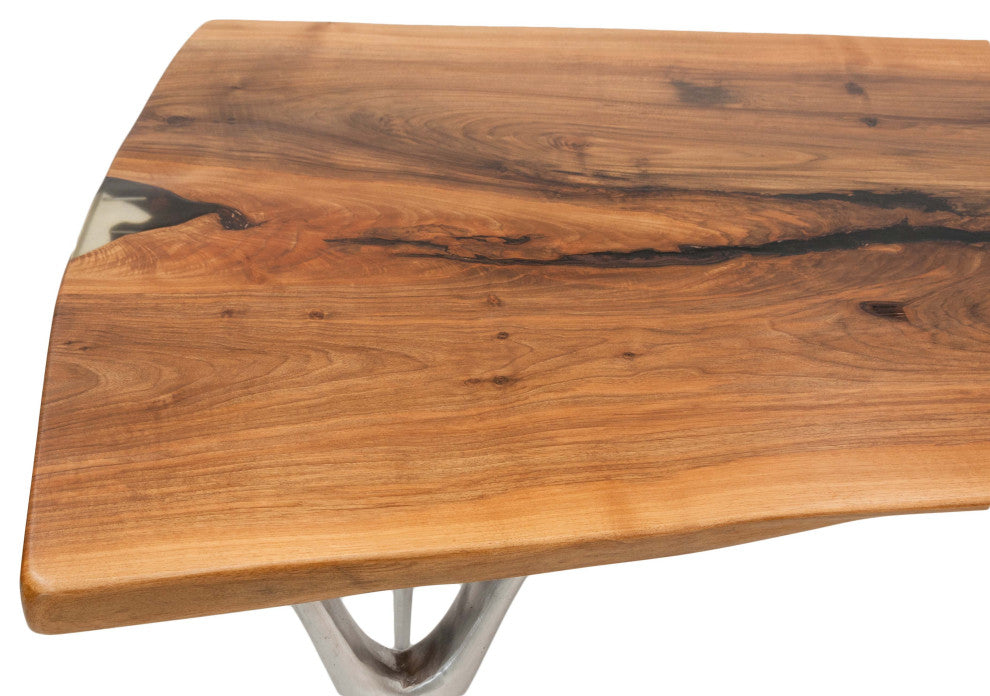 Walnut Slab Table with Cast Aluminium Legs 74"x37"x30"