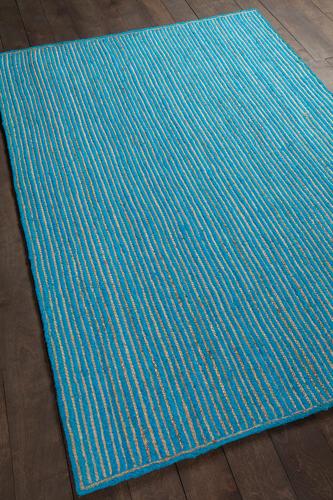 Alyssa Subtle Stripe Contemporary Area Rug, Blue, 7'9"x10'6"