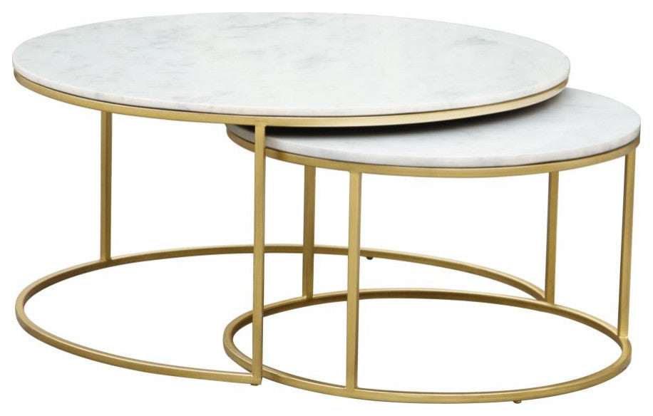 Daniel Nesting Coffee Tables White/Gold